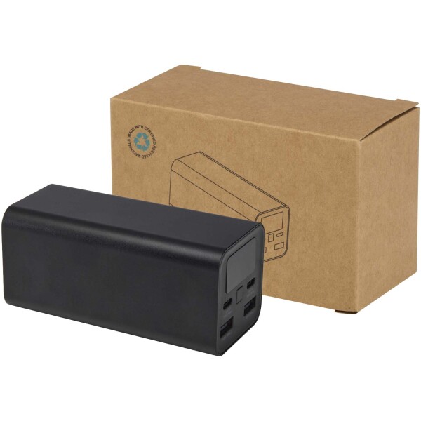 Acamar powerbanka na notebook z recyklovaného hliníku s kapacitou 20 000 mAh a výkonem 70 W