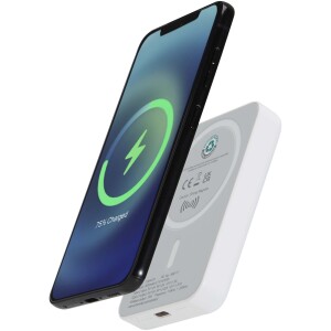 Acrab bezdrátová magnetická powerbanka 5000 mAh 15W s 20W PD – vyrobeno z recyklovaného plastu - Reklamnepredmety