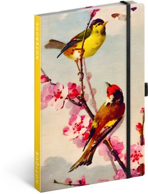 NOTIQUE Notes Ptáčci – sakura Kateřiny Winterové, linkovaný, 13 x 21 cm - Reklamnepredmety