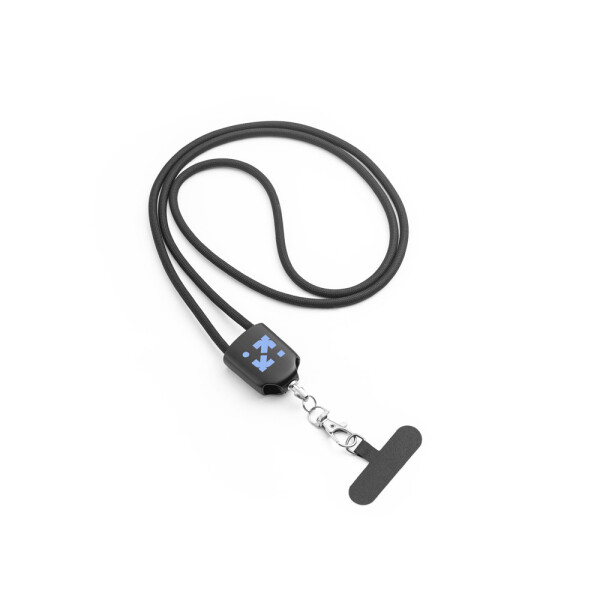 ZEWAIL. Šňůrka na krk s držákem na smartphone, USB-C kabelem a různými adaptéry z recyklovaného ABS a recyklovaného TPE