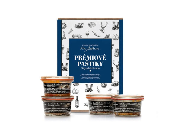 Prémiové paštiky – degustační sada 2 (daňlí, kuřátko, jaterní, bůčková)