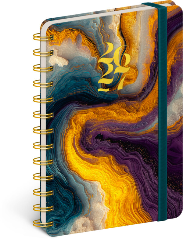 NOTIQUE Spirálový 18měsíční diář Petito – Barevný achát 2026/2027, 13 x 18 cm
