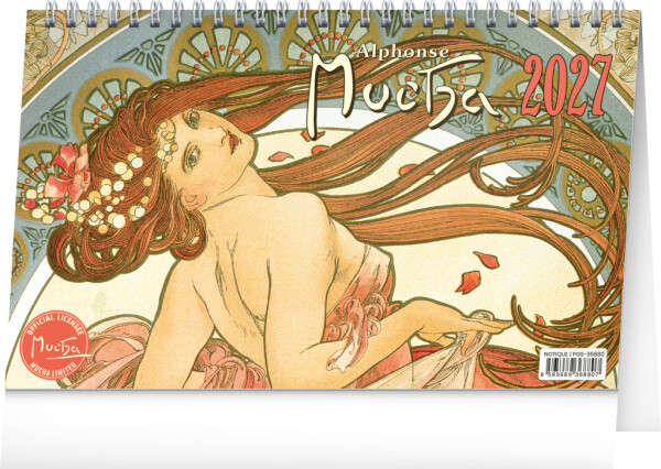 NOTIQUE Stolní kalendář Alfons Mucha CZ 2027, 23,1 x 14,5 cm