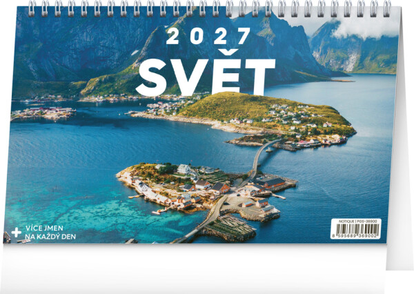 NOTIQUE Stolní kalendář Svět CZ 2027, 23,1 x 14,5 cm