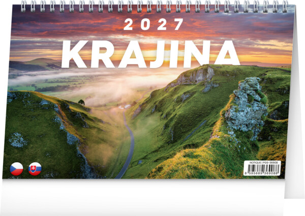 NOTIQUE Stolní kalendář Země CZ/SK 2027, 23,1 x 14,5 cm