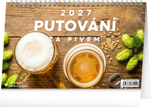 NOTIQUE Stolní kalendář Putování za pivem CZ 2027, 23,1 x 14,5 cm