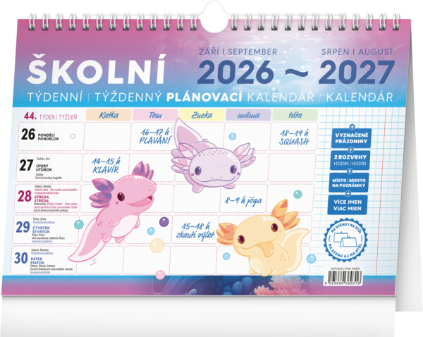 NOTIQUE Školní plánovací kalendář s háčkem CZ/SK 2027, 30 x 21 cm