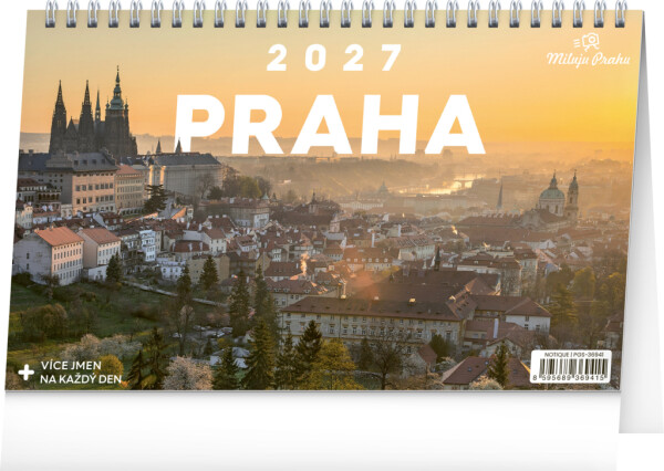 NOTIQUE Stolní kalendář Praha – Miluji Prahu CZ 2027, 23,1 x 14,5 cm