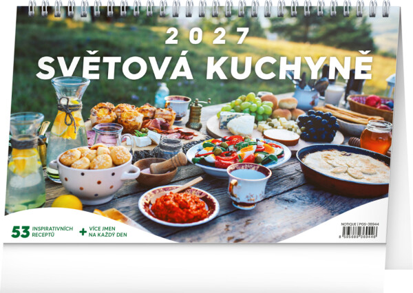 NOTIQUE Stolní kalendář Světová kuchyně CZ 2027, 23,1 x 14,5 cm
