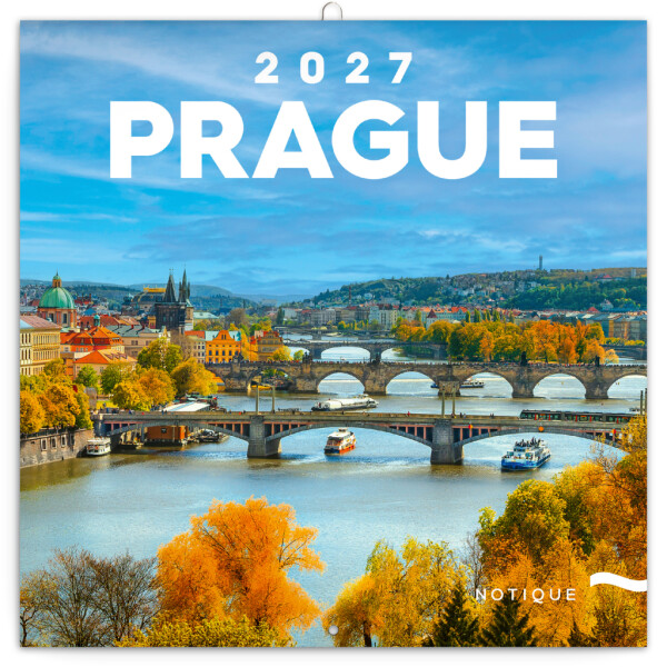NOTIQUE Poznámkový kalendář Praha EN/CZ 2027, 20 x 20 cm
