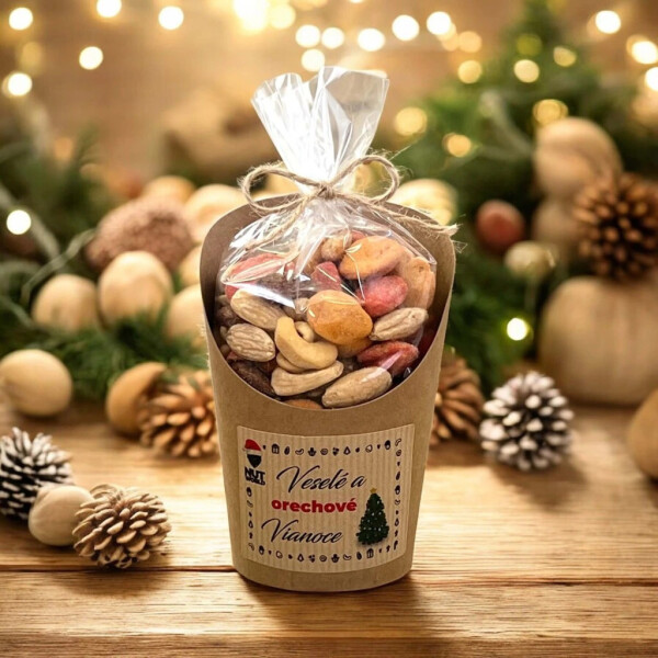 Slaný MIX VÁNOČNÍ v celofánu a kelímku 180 g – VESELÉ VÁNOCE