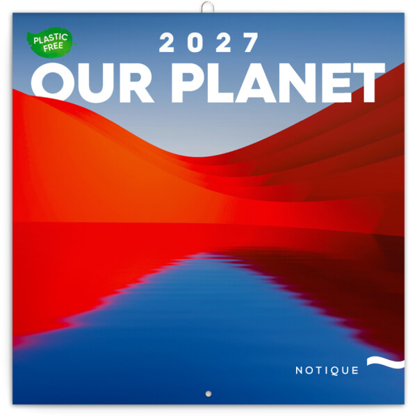 NOTIQUE Poznámkový kalendář Naše planeta 2027, PLASTIC FREE, 30 x 30 cm