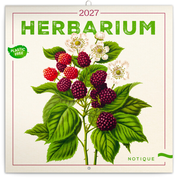 NOTIQUE Poznámkový kalendář Herbář Plastic FREE 2027, PLASTIC FREE, 30 x 30 cm