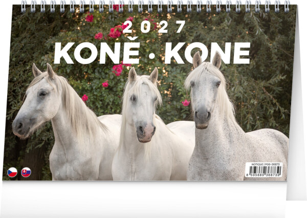 NOTIQUE Stolní kalendář Koně – Koně CZ/SK 2027, 23,1 x 14,5 cm