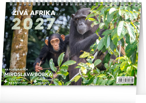 NOTIQUE Stolní kalendář Živá Afrika CZ 2027, 23,1 x 14,5 cm