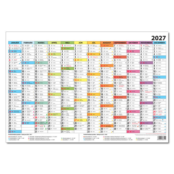 Plánovací kalendář barevný 2027