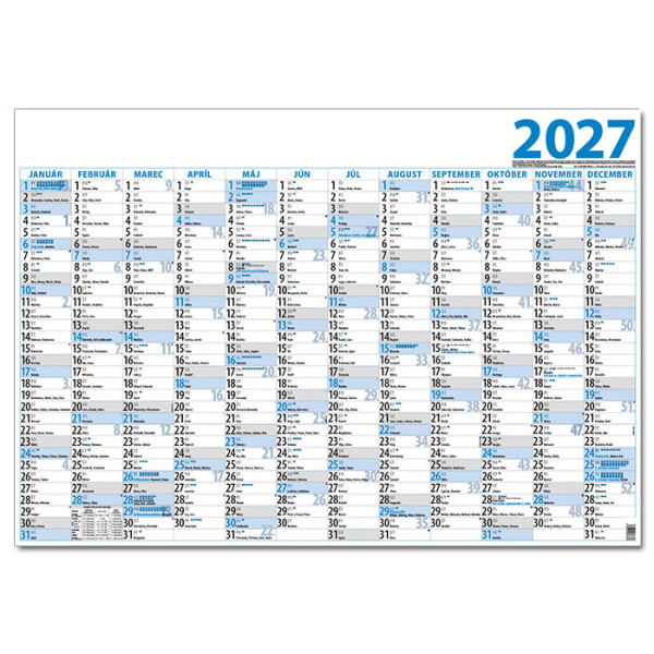 Plánovací jednolistový kalendář 2027