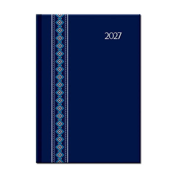 Denní diář A5 FOLK modrý 2027