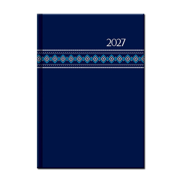 Týdenní diář A5 FOLK modrý 2027