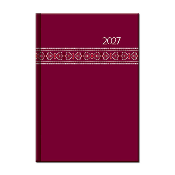 Týdenní diář A5 FOLK červený 2027