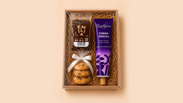 Vánoční dárkový set 3 – Černý rybíz v tubě, káva a domácí cookies