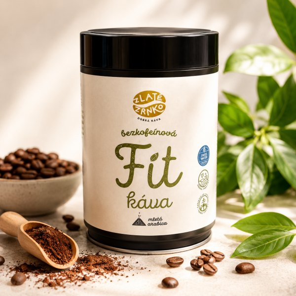 FitKáva (Bezkofeinová 100% arabika) – mletá v plechovce 250 g
