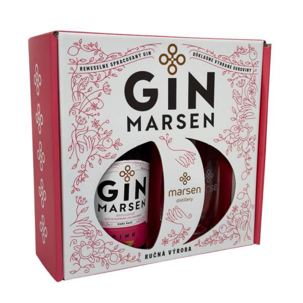 Dárkové balení Gin Marsen Pink 42% + sklenička