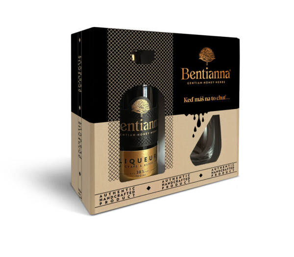 Dárkové balení Bentianna Liqueur 38% + sklenička