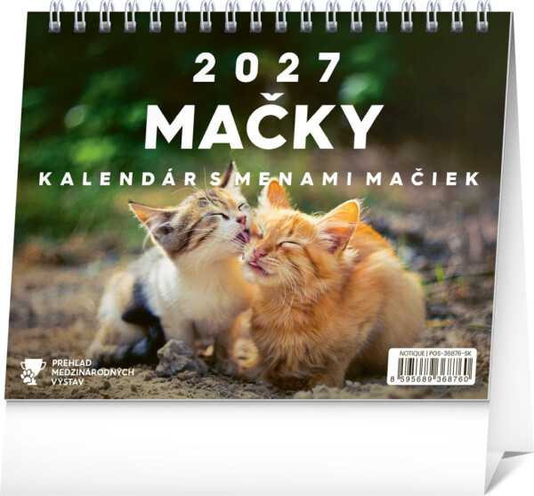 NOTIQUE Stolní kalendář Kočky – se jmény koček 2027, 16,5 x 13 cm