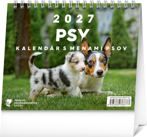 NOTIQUE Stolní kalendář Psi – se jmény psů 2027, 16,5 x 13 cm