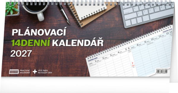NOTIQUE Stolní kalendář Pracovní CZ 2027 – 14-denní, 33 x 14,5 cm