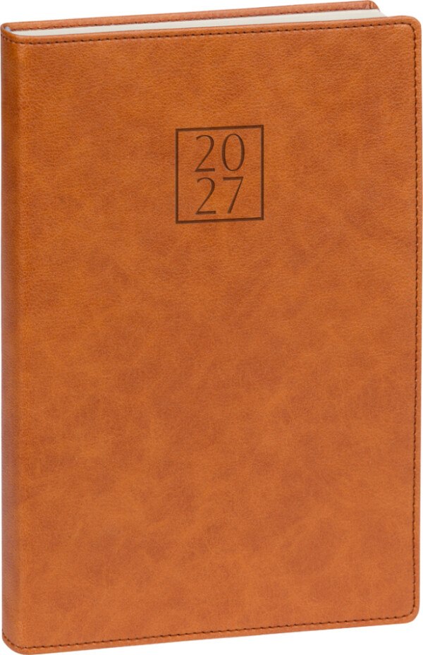 Denní diář NOTIQUE Prestigio 2027, hnědý, 15 x 21 cm