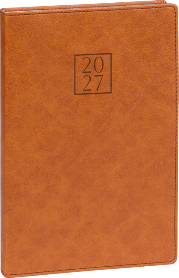 NOTIQUE Týdenní diář Prestigio 2027, hnědý, 15 x 21 cm