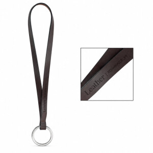 Vytištěný vzorek Lanyard LEATHER Short Slim (10 mm) — hnědá