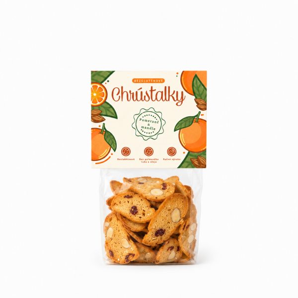 Chrústalky bezlepkové pomeranč a mandle, 50 g