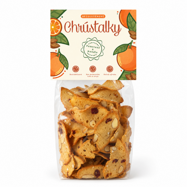 Chrústalky bezlepkové pomeranč a mandle, 70 g