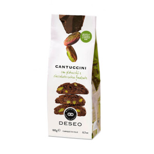 Extra čokoládové Cantuccini s celými pistáciemi 180 g — zelená