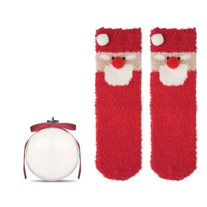 SNUG L Santa ponožky ve vánoční kouli — červená
