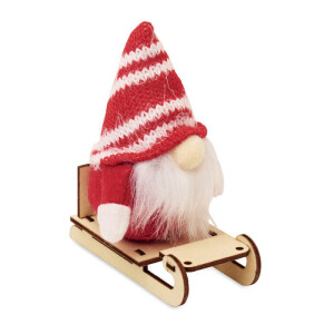 FROSTY SLEIGH Skřítek na dřevěných saních — červená