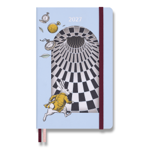 Diář Moleskine Alice in Wonderland 2027 velikost L - modrá barva denní, růžová barva týdenní — modrá denný