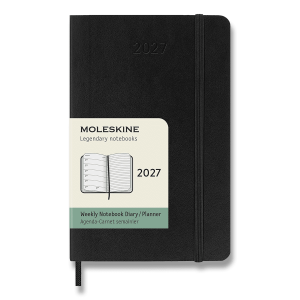 Diář Moleskine 2027 - měkké desky, S, týdenní — černá