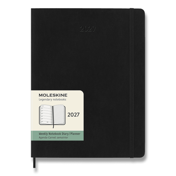 Diář Moleskine 2027 - měkké desky, XL, týdenní, černý a modrý