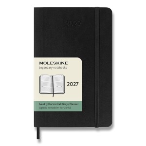 Diář Moleskine 2027 - měkké desky, S, týdenní, horizontální, černý — černá