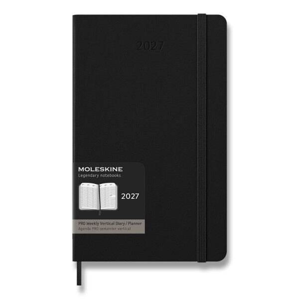 Diář Moleskine PRO 2027 - tvrdé desky, L, týdenní, vertikální, černý