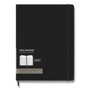 Diář Moleskine PRO 2027 - tvrdé desky, XL, týdenní, vertikální, černý — černá