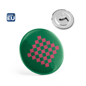 Button P'IN 12. Button P'IN 12. Magnetický odznak s otvírákem na lahve — stříbrná