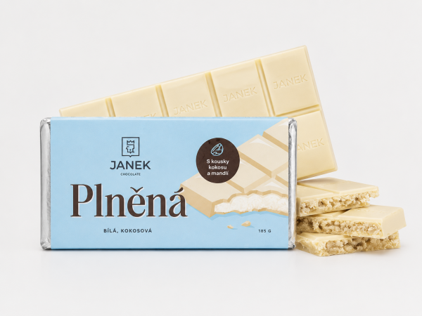 JANKOVA plněná čokoláda - bílá - kokosová