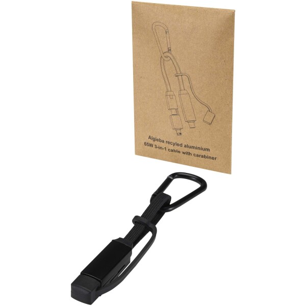 Nabíjecí kabel Algieba 65 W 3 v 1 z recyklovaného hliníku s karabinou