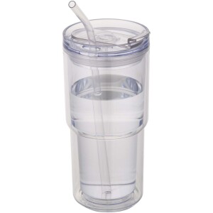 Plastový hrnek Archer o objemu 480 ml s dvojitou stěnou — průsvitná