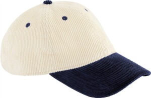 6 panelová kšiltovka "Contrast Corduroy" B 690 — přírodná, modrá námořnická onesize